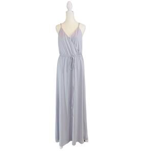 ASOS Womens 12 Lavender Sleeveless Tie Waist Lined Faux Wrap Maxi Dress V-neck